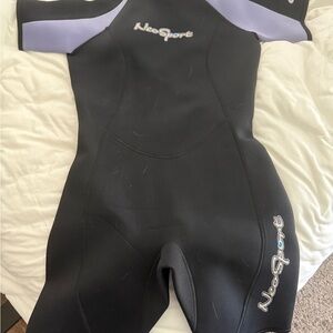 NeoSport Women's Black and Purple 3mm Shorty Wetsuit